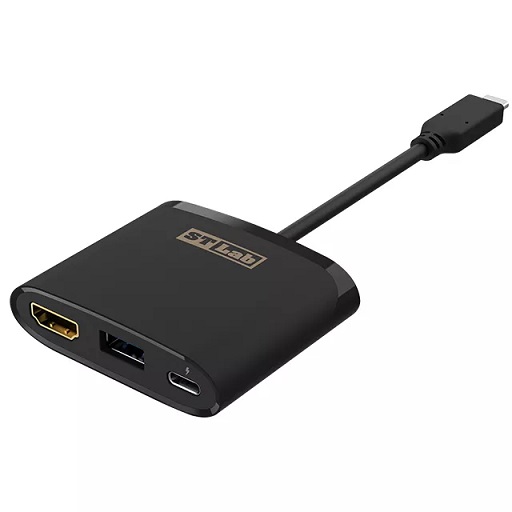 מתאם מולטיפורט USB טייפ-סי ליציאת מסך HDMI ברזולוציית ST Lab U-2010 USB Type-C 3.1 1x USB 3.1 Gen 1 Type-A port Multiport Adapter With PD 4K